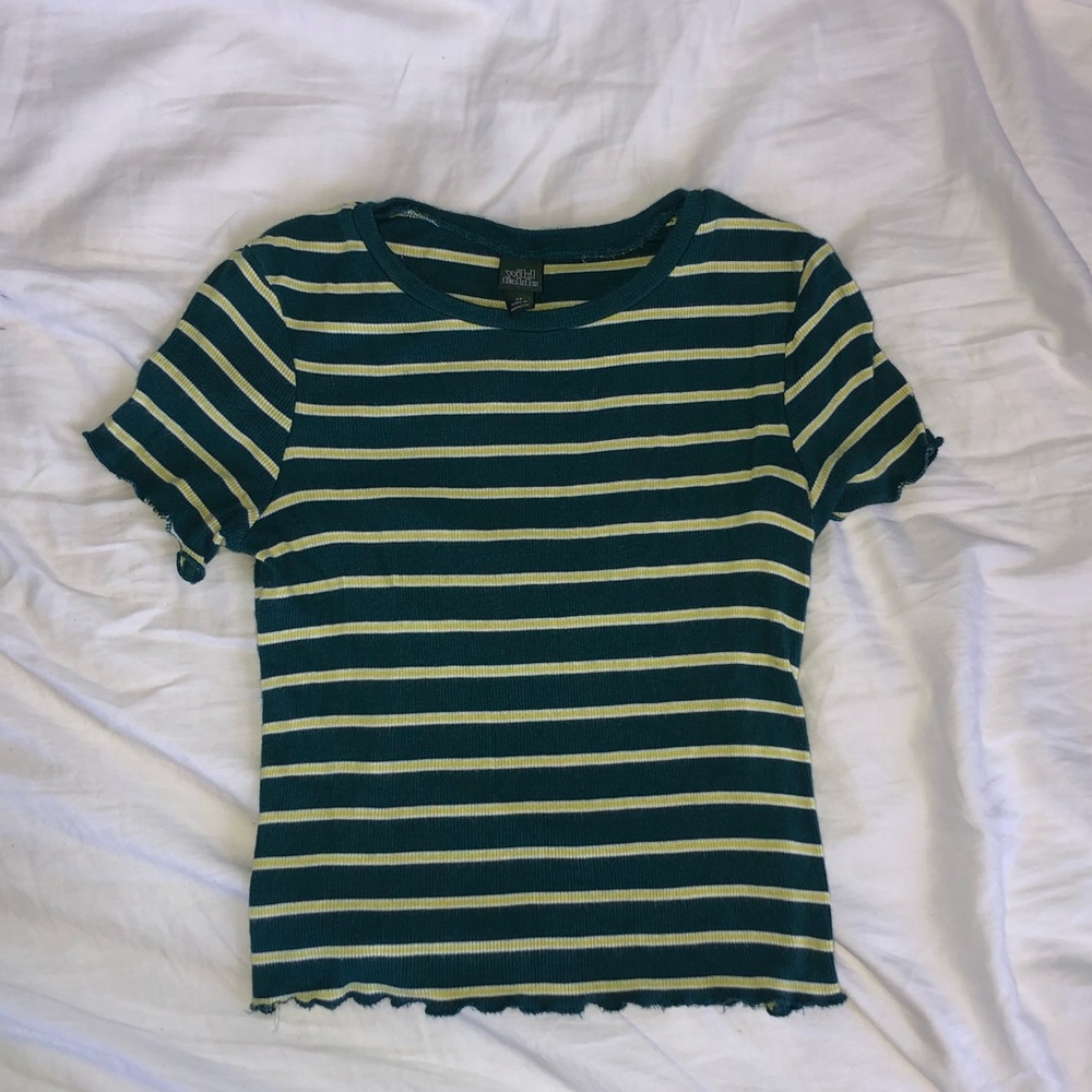 Wild Fable Lettuce Edge Striped Crop Top